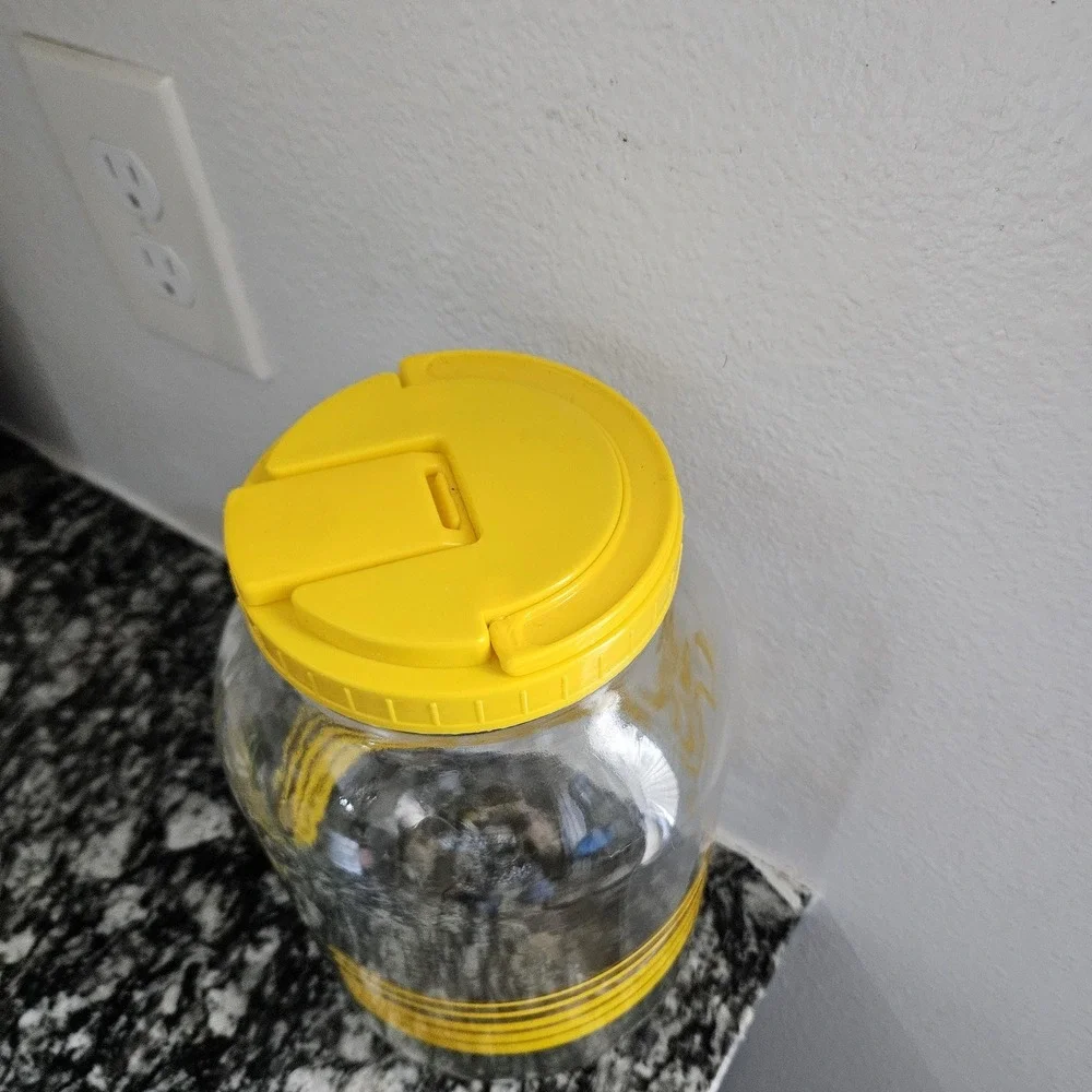 vintage sun tea‎ jar glass gallon iced tea bright yellow with lid